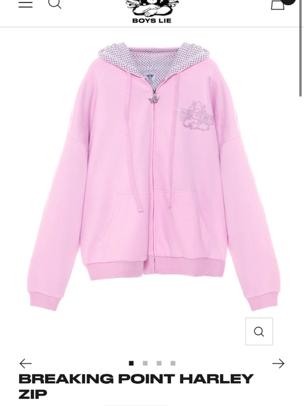 Pink Boys Lie Graphic Angel Zip Hoodie (Breaking Point Harley)